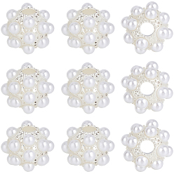 Blanco 10piezas de cuentas europeas de resina y aleación, abalorios de grande agujero, Rondana plana, blanco, 15.5~16.5x12.5~13 mm, agujero: 4.3 mm