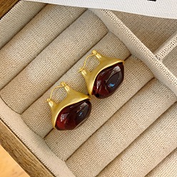 Золотой Серьги-кольца из сплава и смолы, самородки, золотые, 25 мм