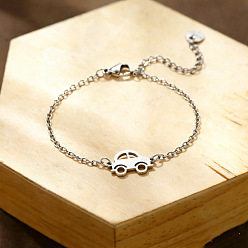 Couleur Acier Inoxydable 304 Bracelets en acier inoxydable à maillons pour voiture, bracelets chaîne câblée pour femmes, sans ternissement, couleur inox, 6.69 pouce (17 cm)