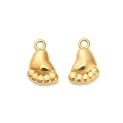 Настоящее золото 18K 304 прелести нержавеющей стали, маленькая ножка, ионное покрытие (ip), реальный 18 k позолоченный, 10.5x6.5x2.5 мм, отверстие : 1.2 мм