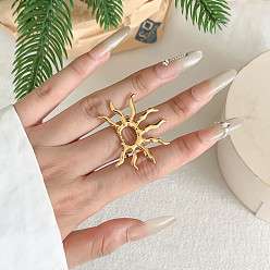 Солнце 304 палец кольца из нержавеющей стали, золотые, солнце, внутренний диаметр: регулируемый