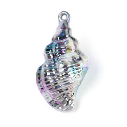 Стально-синий УФ-покрытие, непрозрачный акрил, форма ракушки, большие подвески, два тона, радужный, стальной синий, 64.5~65x35.5~36.5x30.5~31.5 мм, отверстие : 3 мм