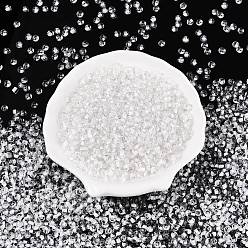 Белый 6/0 внутри цветные прозрачные стеклянные бусины, слеза, Топ пробуренной, белые, 4~4.5x4x3 мм, отверстие : 1~1.2 мм, Около 4500 шт / фунт