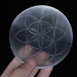 Цветок Зарядная пластина из натурального селенита, Украшения из целебных камней для украшения стола в домашнем офисе, цветок, 100 мм