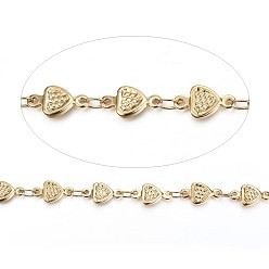 Золотой Ионное покрытие вручную (ip) 304 прутковые цепи из нержавеющей стали, пайки, с катушкой, сердце, золотые, 10x5.5x1.5 мм, около 32.8 футов (10 м) / рулон