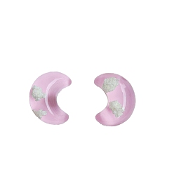 Pink Светящиеся лунные бусины из смолы, светится в темноте, без отверстия , розовые, 25x20 мм
