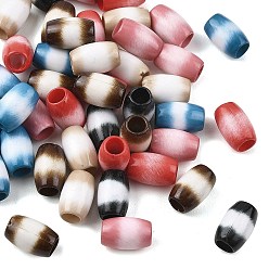 (52) Непрозрачная лаванда Непрозрачный акрил европейского бисера, баррель, два тона, большое отверстие шарик, разноцветные, 14.5x9.5 мм, отверстие : 5.3 мм