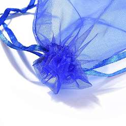 Mixed Color Organza Gift Bags, Plain Style, with Drawstring, Rectangle, Mixed Color, 12x9cm