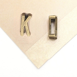 Letter K Тибетский стиль сплава Silde амулеты, Письмо ~ Z, античная бронза, Письмо K, 11x5x4 мм, отверстие : 7x2 мм