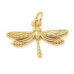 Dragonfly Латунные подвески, с целью перехода в кольце, реальный 14 k позолоченный, стрекоза, 13.5x20.5x2 мм, отверстие : 3.4 мм
