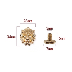 Light Gold Zinc Alloy Decorative Buttons, Lion, Light Gold, 3.4x2.8cm