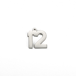 Нержавеющая Сталь Цвет Подвески из нержавеющей стали, не тускнеющие, число 12, цвет нержавеющей стали, 16x10 мм