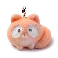 Лиса Подвески из смолы в виде животных, с железной платиной петлей, лиса, 18.5x23x17.5 мм, отверстие : 2.5 мм