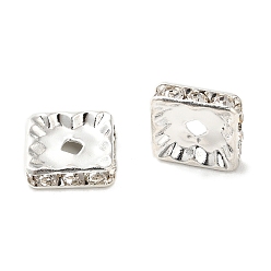 Кристалл Латунные бусины разделители для поставки стразов, без кадмия и без свинца, квадратный, кристалл, 10x10x3 мм, отверстие : 2 мм