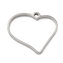 Нержавеющая Сталь Цвет Сердце 304 эмалированные элементы из нержавеющей стали, подвески с открытой рамкой, для diy уф смолы, эпоксидная смола, Прессованные цветочные украшения, цвет нержавеющей стали, 25x28.5x3 мм, отверстие : 2.2 мм
