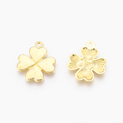 Золотой Подвески из сплава в тибетском стиле , клевер, без кадмия и без свинца, золотые, 21x17.5x2.5 мм, отверстие : 1.5 мм