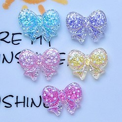 (52) Непрозрачная лаванда Непрозрачные кабошоны из смолы, бантик с блестками, разноцветные, 16x20.5~21x4~4.5 мм