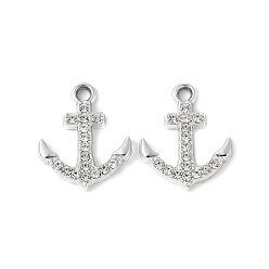 Платина Сплава кристалла горный хрусталь подвески, стойки покрытие, без кадмия, без никеля и без свинца, якорь, платина, 17.5x14.5x2.5 мм, отверстие : 1.8 мм