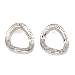 Platinum Hammered Brass Linking Rings, Triangle, Rack Plating, Long-Lasting Plated, Lead Free & Cadmium Free, Platinum, 12x10.5x2mm, Hole: 8.5x6.5mm