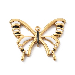 Бабочка 304 из нержавеющей стали горный хрусталь подвески, реальный 18 k позолоченный, бабочка, 20x25x2 мм, отверстие : 1.5 мм