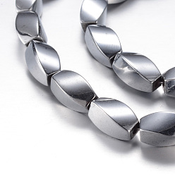 с Платиновым Покрытием Гальванизировать магнитные нити шарик синтетический гематит, класс А, твист, с покрытием платиным, 12x6 мм, отверстие : 1 мм, около 33 шт / нитка, 15.7 дюйм (40 см)