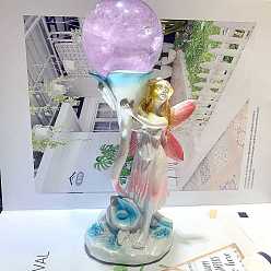 Светло-Синий Алиса фея смола скульптура пьедестал украшения, держатель хрустального шара, для домашнего офисного стола, голубой, 77x66x147 мм