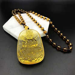 Желтый Стекло ожерелья шкентеля, религиозные темы, желтые, 25.20 дюйм (64 см)