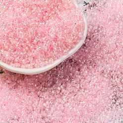 Pink Стеклянные цилиндрические бусины, бисер, внутри цветов, круглое отверстие, розовые, 2.4~2.7x1.5~1.8 мм, отверстие : 1.2 мм, Около 20000 шт / фунт