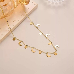 Луна 304 женские ожерелья-нагрудники из нержавеющей стали, золотые, луна, 16.14 дюйм (41 см)