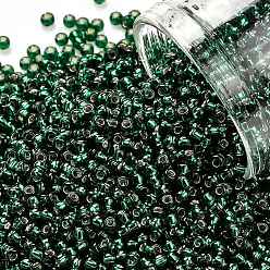 (36) Silver Lined Green Emerald Тохо 11/0 круглые бусины, японский бисер, (36) посеребренный зеленый изумруд, 11/0, 2.2 мм, отверстие : 0.8 мм, Около 1110 шт / 10 г