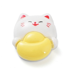 Желтый Непрозрачные кабошоны из смолы, изготовление ювелирных изделий, Lucky Cat, желтые, 29x24x8.5 мм