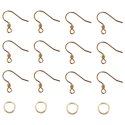Golden 304 Stainless Steel Earring Hook Findings, Ear Wire, with Open Jump Rings, Golden, 74x72x17mm
