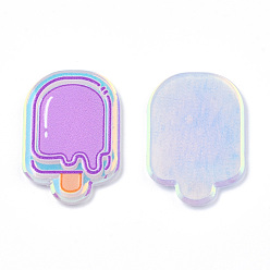 Violet Transparent Printed Acrylic Cabochons, Ice Cream, Violet, 25.5x17x2.5mm