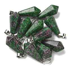 Marble Подвески из окрашенного натурального мрамора с острыми краями, граненые подвески в форме пули с 201 защелкивающимися дужками из нержавеющей стали, цвет нержавеющей стали, 27~30.5x13x13 мм, отверстие : 4x7 мм