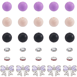 (52) Непрозрачная лаванда Наборы для изготовления ювелирных изделий своими руками, в том числе подвески со стразами из сплава, силиконовые бусины, латунь марки А горный хрусталь Spacer бисер, разноцветные