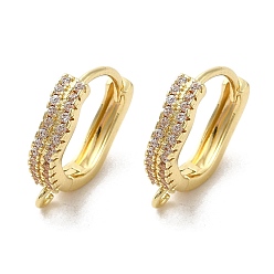 Golden Rack Plating Brass Micro Pave Cubic Zirconia Hoop Findings, with Loop, Cadmium Free & Nickel Free & Lead Free, Golden, 19 Gauge, 15.5x14x3.5mm, Hole: 1.4mm, Pin: 0.9mm