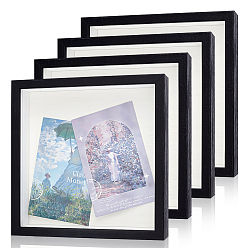 Black 4Pcs Plywood Money Box Photo Frames, Square, Black, 21.7x21.7x4.5cm