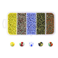 Mixed Color 12/0 Opaque Colours Seep Glass Beads, Round Seed Beads, Mixed Color, 12/0, 1.5~2x2mm, Hole: 0.5mm, 5 colors, 18g/color, 90g/box