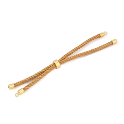 (932FM) Темно-синий аква-матовый с подкладкой Изготовление браслета-слайдера из плетеного хлопкового шнура, с реечной обшивкой латунными выводами, реальный 18 k позолоченный, темно-золотистые, 8-5/8x1/8 дюйм (22x0.3 см), отверстие : 2 мм