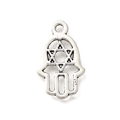 Античное Серебро Сплавочные подвески тибетского стиля, без кадмия и без свинца, гексаграмма с рукой хамса, античное серебро, 20.5x12.5x1 мм, отверстие : 1.8 мм