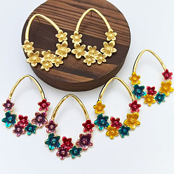 (52) Непрозрачная лаванда 304 серьги-гвоздики из нержавеющей стали с эмалью, слезинка с цветком, золотые, разноцветные, 49.5x38 мм