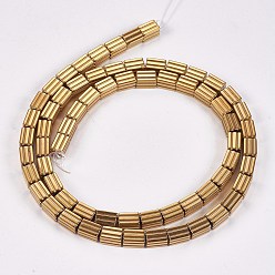 Golden Plated Electroplate Non-magnetic Synthetic Hematite Beads Strands, Cuboid, Golden Plated, 6x4x4mm, Hole: 0.8mm, about 66pcs/strand, 15.75 inch(40cm)