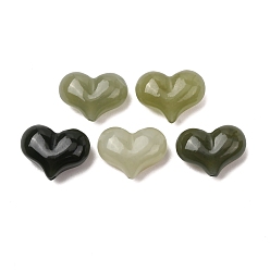 Nephrite Jade Натуральные нефритовые бусины из нефрита, сердце, 10x13x5.5 мм, отверстие : 0.8 мм