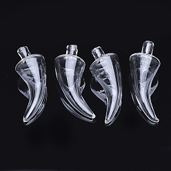 Clear Handmade One Hole Blown Glass Globe Bottles, Pepper, Clear, 53~60x22mm, Hole: 3~4.5mm