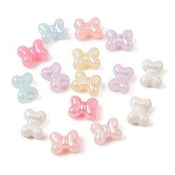 (52) Непрозрачная лаванда Непрозрачные акриловые бусины с УФ-покрытием, бантом, с покрытием AB цвета, разноцветные, 11.5x14x8 мм, отверстие : 1 мм, Около 615 шт / 500 г