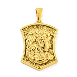 Golden Ion Plating(IP) 304 Stainless Steel Pendants, Shield with Medusa Charm, Golden, 38x27x6mm, Hole: 9.5x5mm