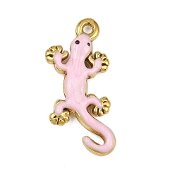 Gecko 304 подвески из нержавеющей стали, с эмалью, ионное покрытие (ip), золотые, геккон, 26.5x17x3.5 мм, отверстие : 1.6 мм