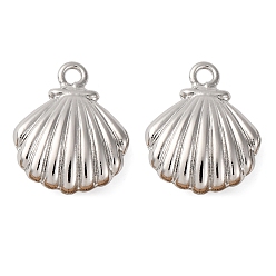 Платина Латунные подвески, формы раковины, стойки покрытие, долговечный, без кадмия и без свинца, платина, 19x15x5.5 мм, отверстие : 2 мм