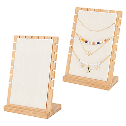 Бежевый 2 наборы из бамбука и дерева с несколькими подставками для ожерелий, подвесной органайзер для ожерелья, с мягкой подкладкой из искусственной кожи, прямоугольные, бежевые, готовое изделие: 17x9.5x25.1 см, 2 шт / комплект
