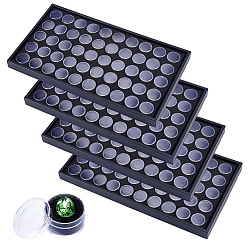 Black Resin Nail Art Decoration Storage Box for Rhinestones, Nail Decor Beads & Manicure Supplies, with 50Pcs Column Jars, Black, 37.5x21x2.6cm